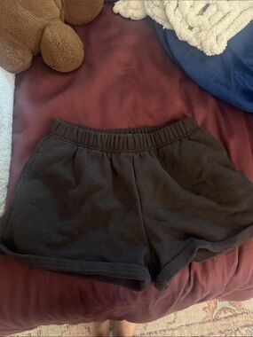 SET Active Black Elastic-Waist Athletic Lounge Shorts